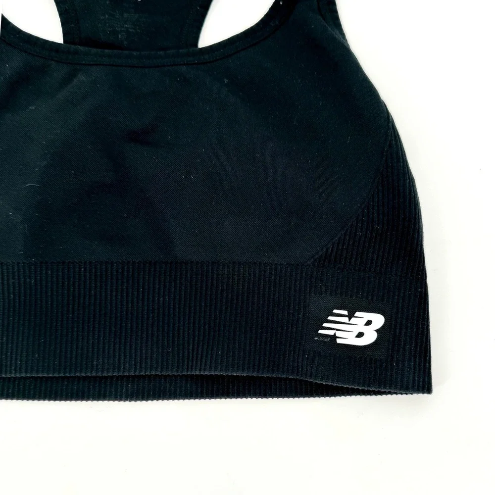 New Balance Womens‎ Black Seamless Racerback Medium Support Sport Bra Small